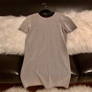 S black and white knit short sleeve sweater dress